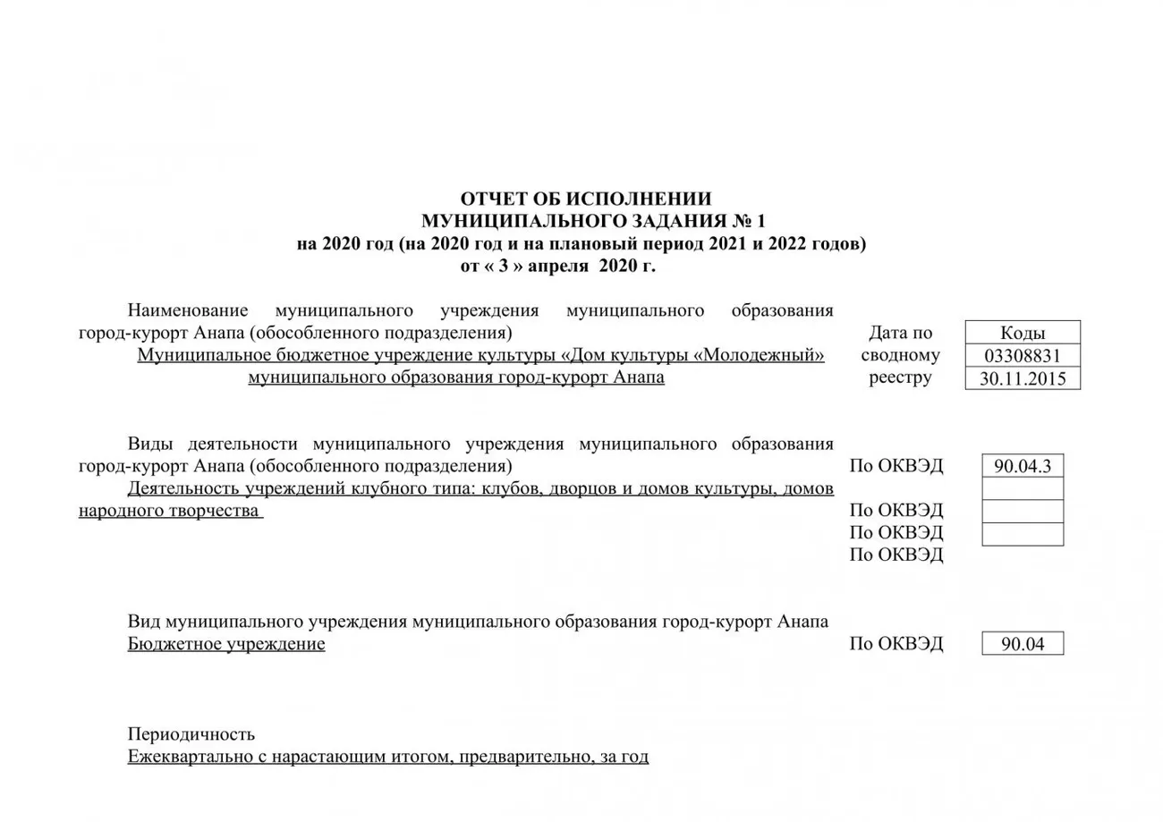 МОЛОДЕЖНЫЙ на сайт 1 кв. 2020г.отчет мун.задан-1